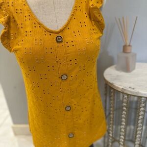 Daisy Fuentes Golden Eyelet Button-Up Blouse